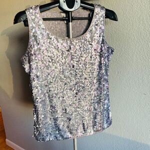 NWT Chico's Dazzling Sequin Tank Top Glitter Sparkly Concert Women's Size US 8